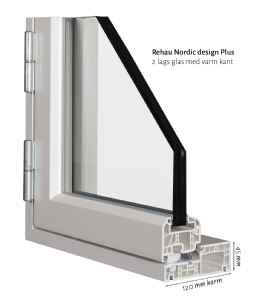3-fags sidehængt Dannebrogsvindue i plast – klassisk udtryk til både nybyg og ældre boliger